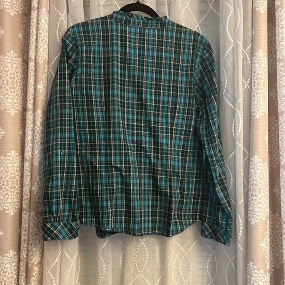 🌿 Laura Scott Plaid Button-Down Blouse | 100% Cotton | Size Large 🌿 - Picture 4 of 4